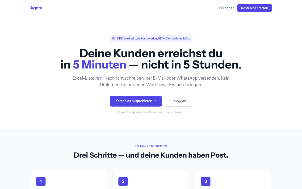 Agora — Marketing-Tool für Kleinstunternehmen